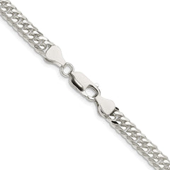Sterling Silver Rhodium-plated 5.7mm Double Diamond-cut Curb Chain - 2