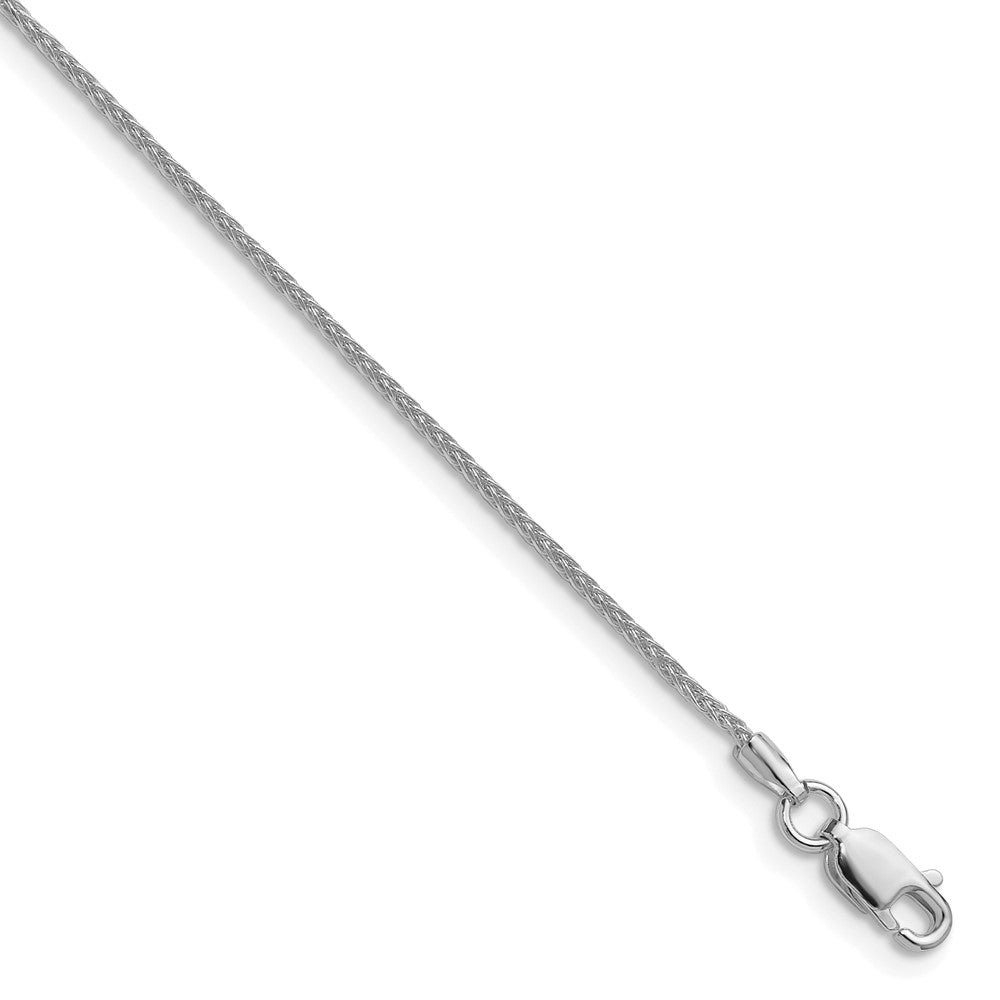 Sterling Silver Rhodium-plated 1.3mm 8 Sided D/C Double Spiga Chain - 7