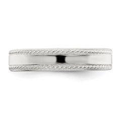 Sterling Silver 4mm Flat with Rope Edge Size 5 Band
