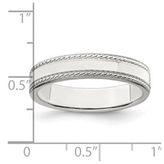 Sterling Silver 4mm Flat with Rope Edge Size 5 Band