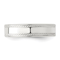 Sterling Silver 5mm Flat with Rope Edge Size 10 Band