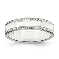 Sterling Silver 5mm Flat with Rope Edge Size 10 Band