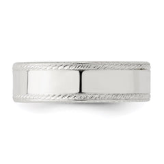 Sterling Silver 6mm Flat with Rope Edge Size 6 Band