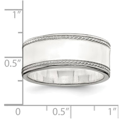 Sterling Silver 8mm Flat with Rope Edge Size 10 Band