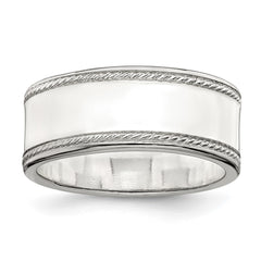 Sterling Silver 8mm Flat with Rope Edge Size 11 Band