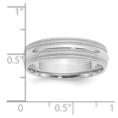 Sterling Silver Rhodium 6mm Comfort Fit Double Milgrain Size 11.5 Band