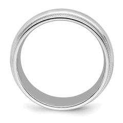 SS Rhodium-plated 7mm Comfort Fit Double Milgrain Size 5.5 Band