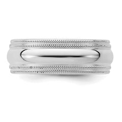SS Rhodium-plated 7mm Comfort Fit Double Milgrain Size 7 Band