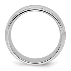 SS Rhodium-plated 8mm Comfort Fit Double Milgrain Size 10 Band