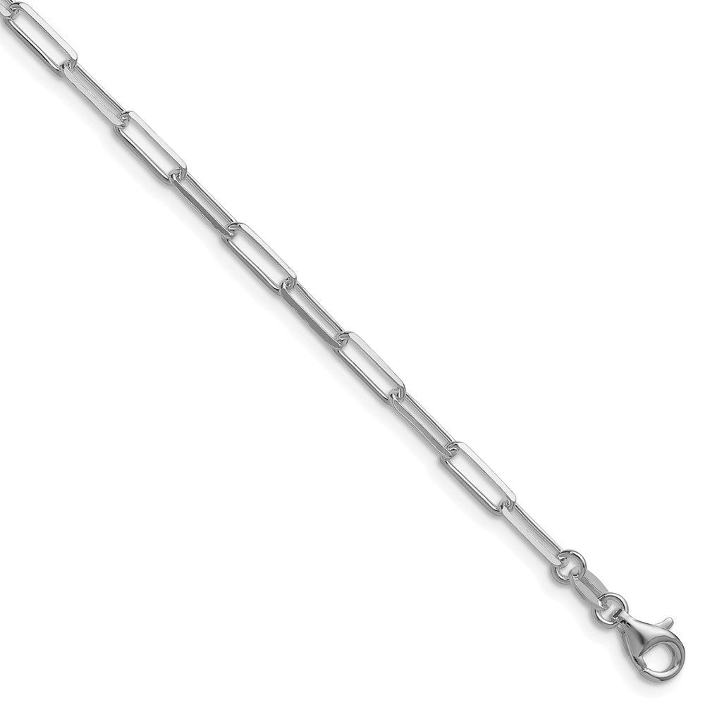 Sterling Silver Rhodium-plated 3.1mm D/C Paperclip Chain - 7