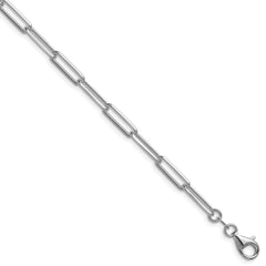 Sterling Silver Rhodium-plated 4.4mm D/C Paperclip Chain - 7