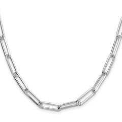 Sterling Silver Rhodium-plated 5.5mm D/C Paperclip Chain - 6