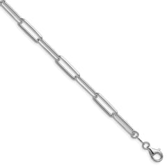 Sterling Silver Rhodium-plated 5.5mm D/C Paperclip Chain - 2