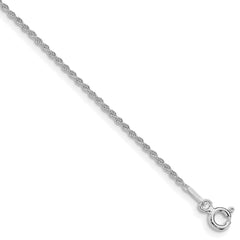 Sterling Silver Rhodium-plated 1.3mm Solid Rope Chain - 8