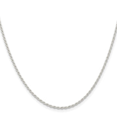 Sterling Silver Rhodium-plated 1.5mm Solid Rope Chain - 5