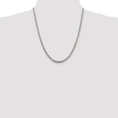 Sterling Silver Rhodium-plated 4.3mm Solid Rope Chain - 8