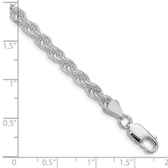 Sterling Silver Rhodium-plated 4.5mm Solid Rope Chain - 9