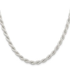 Sterling Silver Rhodium-plated 5mm Solid Rope Chain - 7