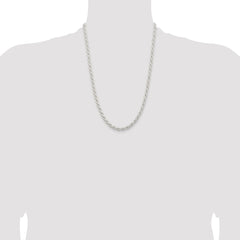 Sterling Silver Rhodium-plated 5mm Solid Rope Chain - 7