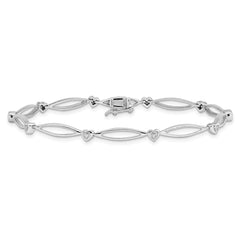 Sterling Silver Rhodium-plated Diam. Bracelet - 6