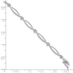 Sterling Silver Rhodium-plated Diam. Bracelet - 6