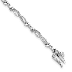 Sterling Silver Rhodium-plated Diam. Bracelet - 13