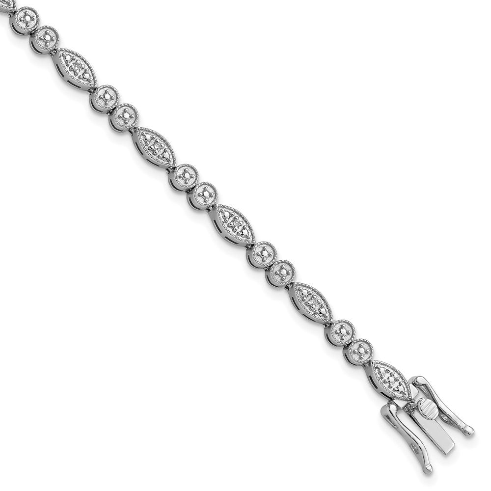Sterling Silver Rhodium-plated Diam. Bracelet - 7