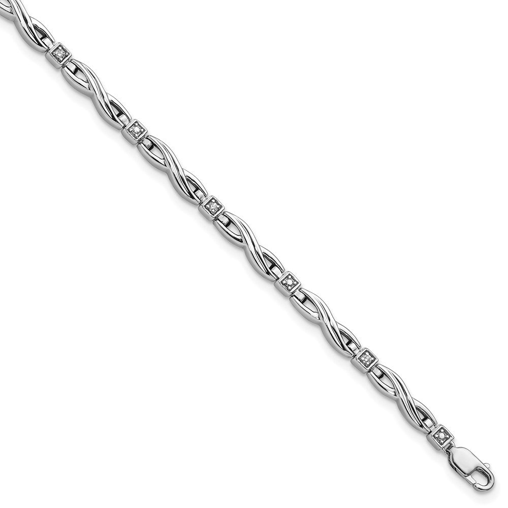 Sterling Silver Rhodium-plated Diam. Bracelet - 8
