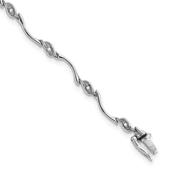 Sterling Silver Rhodium-plated Diam. Bracelet - 14