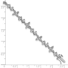 Sterling Silver Rhodium-plated Diamon Butterfly & Bows Bracelet