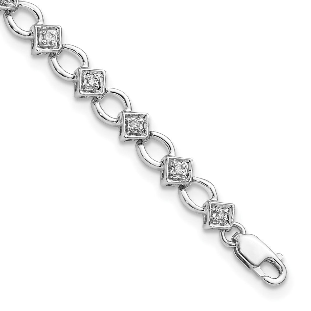 Sterling Silver Rhodium-plated Diam. Bracelet - 15