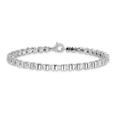 Sterling Silver Rhodium-plated Diam. Tennis Bracelet - 3