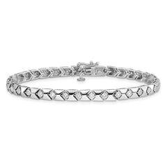 Sterling Silver Rhodium Plated Diamond Bracelet - 4