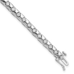 Sterling Silver Rhodium Plated Diamond Bracelet - 4