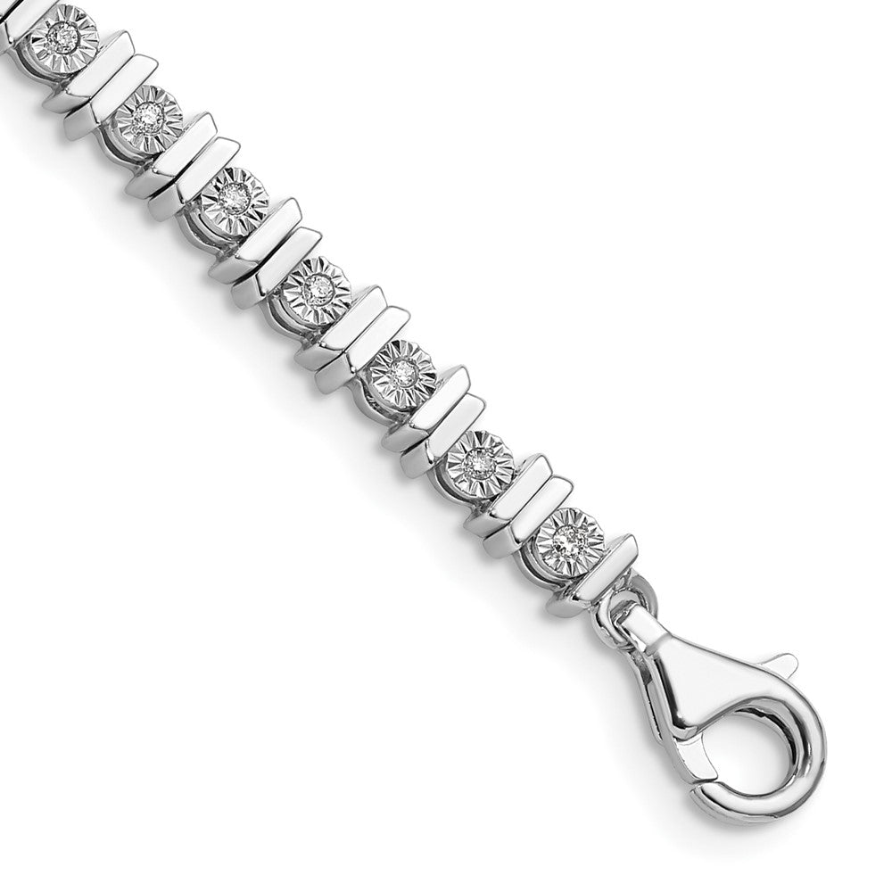Sterling Silver Rhodium-plated Diam. Tennis Bracelet - 3