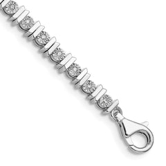 Sterling Silver Rhodium-plated Diam. Tennis Bracelet - 3