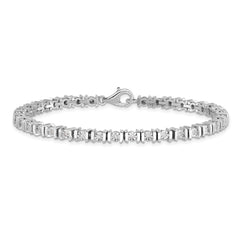Sterling Silver Rhodium-plated Diam. Tennis Bracelet - 4