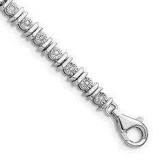 Sterling Silver Rhodium-plated Diam. Tennis Bracelet - 4