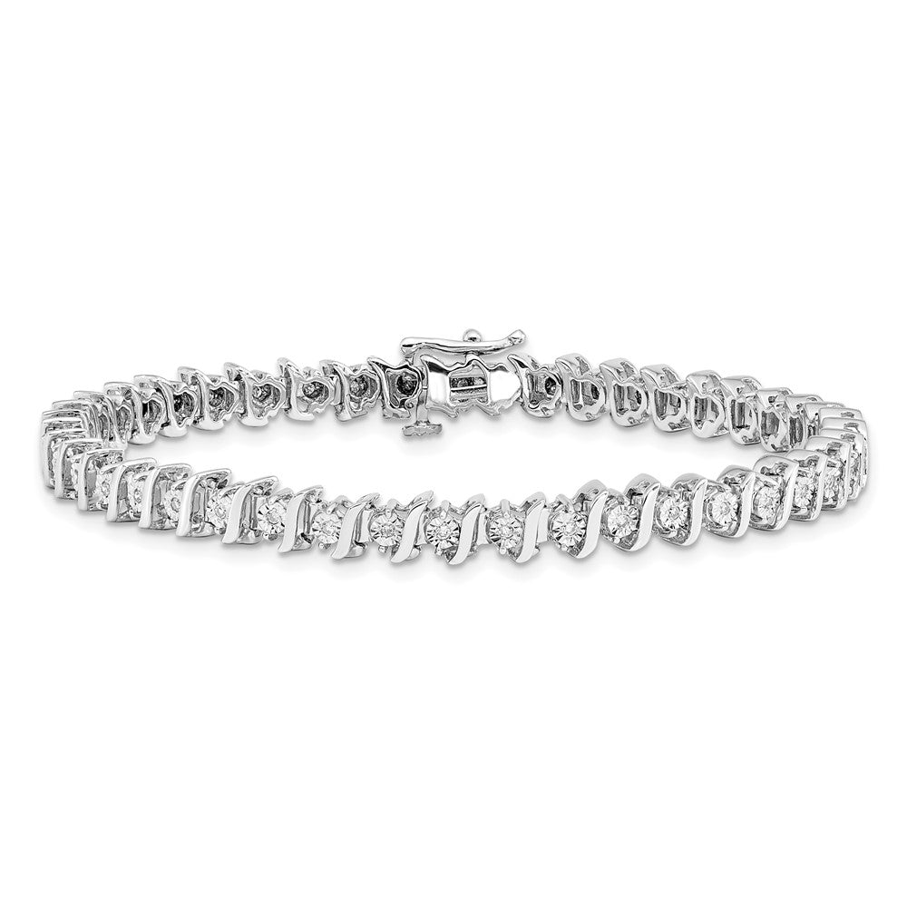 Sterling Silver Rhodium-plated Diam. Fancy Bracelet