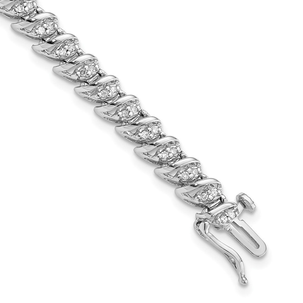 Sterling Silver Rhodium Plated Diamond Bracelet - 3