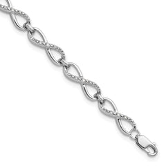 Sterling Silver Rhodium-plated Diam. Bracelet - 10