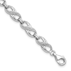 Sterling Silver Rhodium-plated Diam. Bracelet - 11