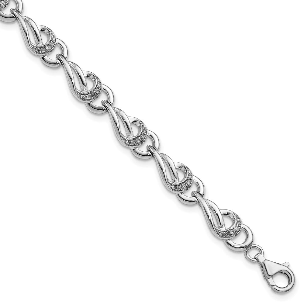 Sterling Silver Rhodium-plated Diam. Bracelet - 3
