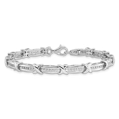 Sterling Silver Rhodium-plated Diam. Bracelet - 12