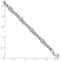 Sterling Silver Rhodium-plated Diam. Bracelet - 16