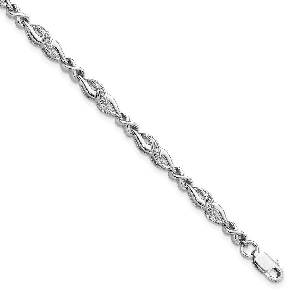Sterling Silver Rhodium-plated Diam. Bracelet - 16