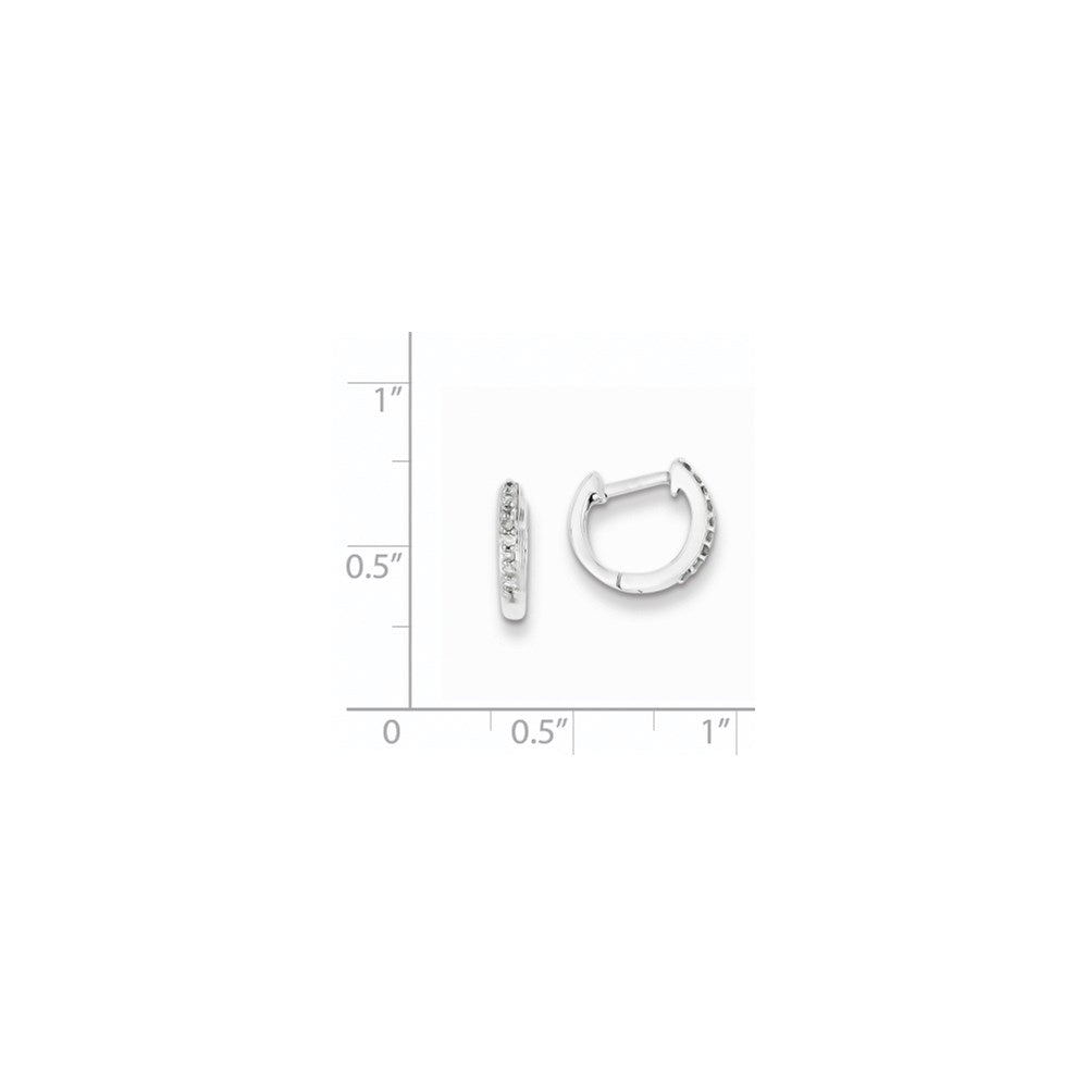 Sterling Silver Rhodium Diam. Huggie Earrings - 2