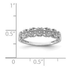 Sterling Silver Rhodium Plated Diamond Band - 4