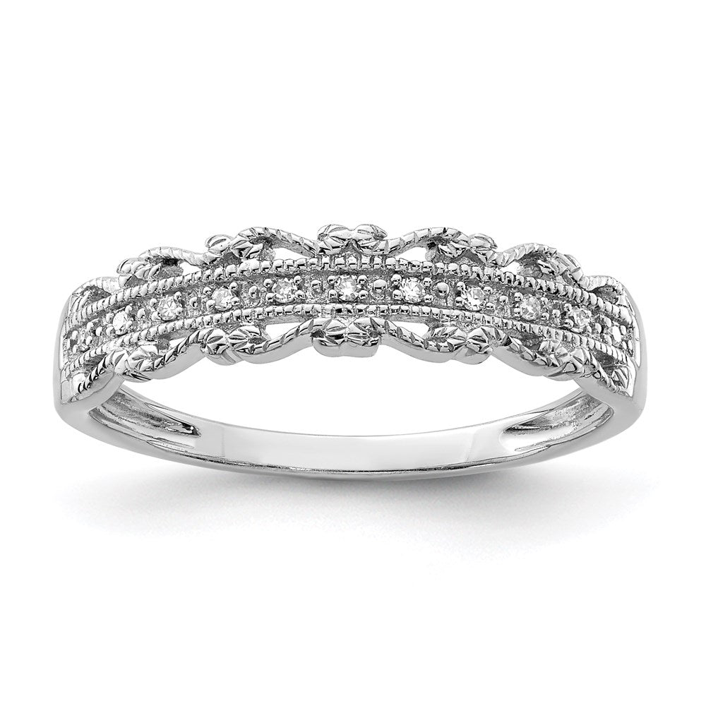Sterling Silver Rhodium Plated Diamond Band - 5
