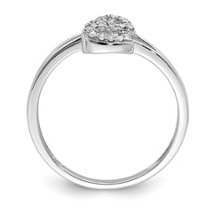 Sterling Silver Rhodium PlatedDiamond Heart Ring - 3